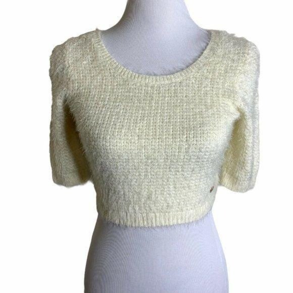 Kendall & Kylie Short Sleeve Chenille Crop Sweater - Picture 1 of 10